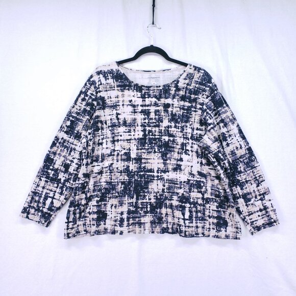 Croft and Barrow Classic Tee Abstract Pattern Plus Size 2X Long Sleeve Cotton - Picture 1 of 15